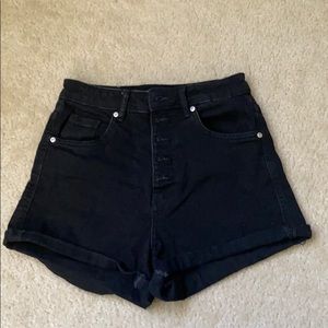 ZARA BY TRF-HIGH WAISTED BLACK JEAN SHORTS- SIZE 2